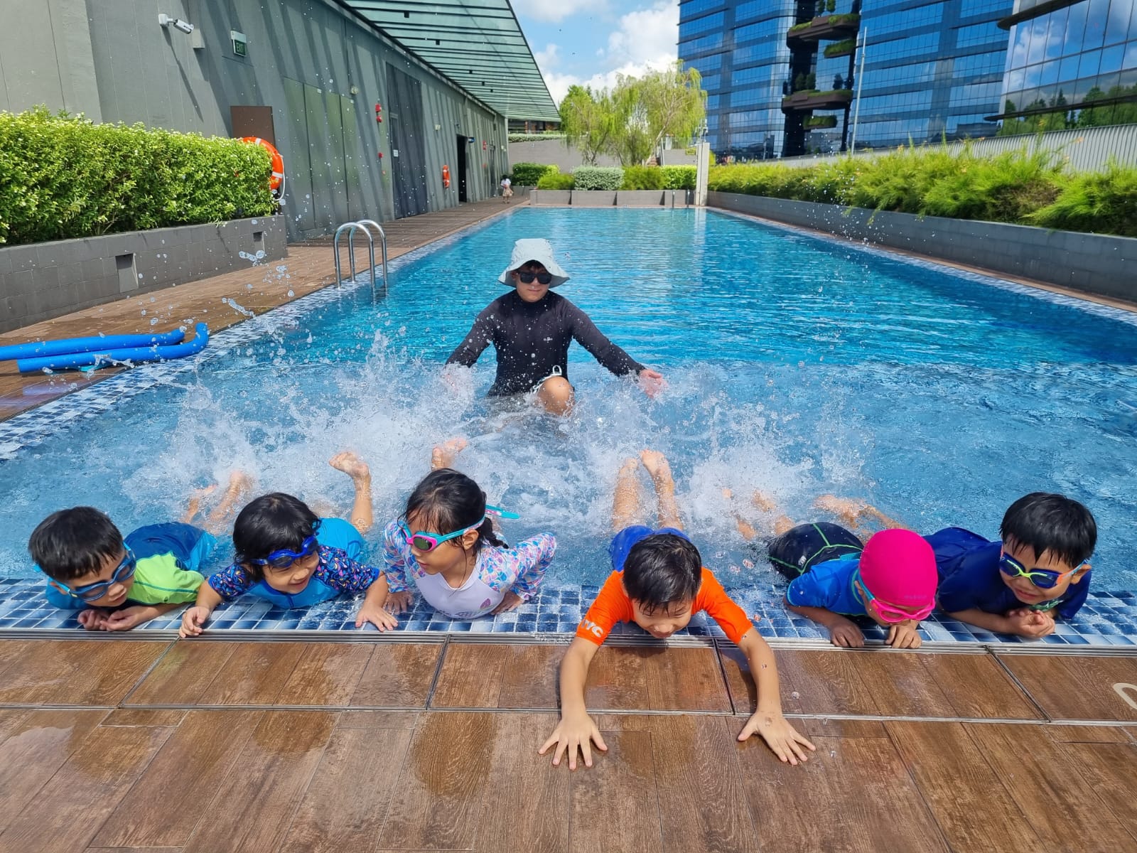 JustSwim group swimming lesson at a Singapore pool